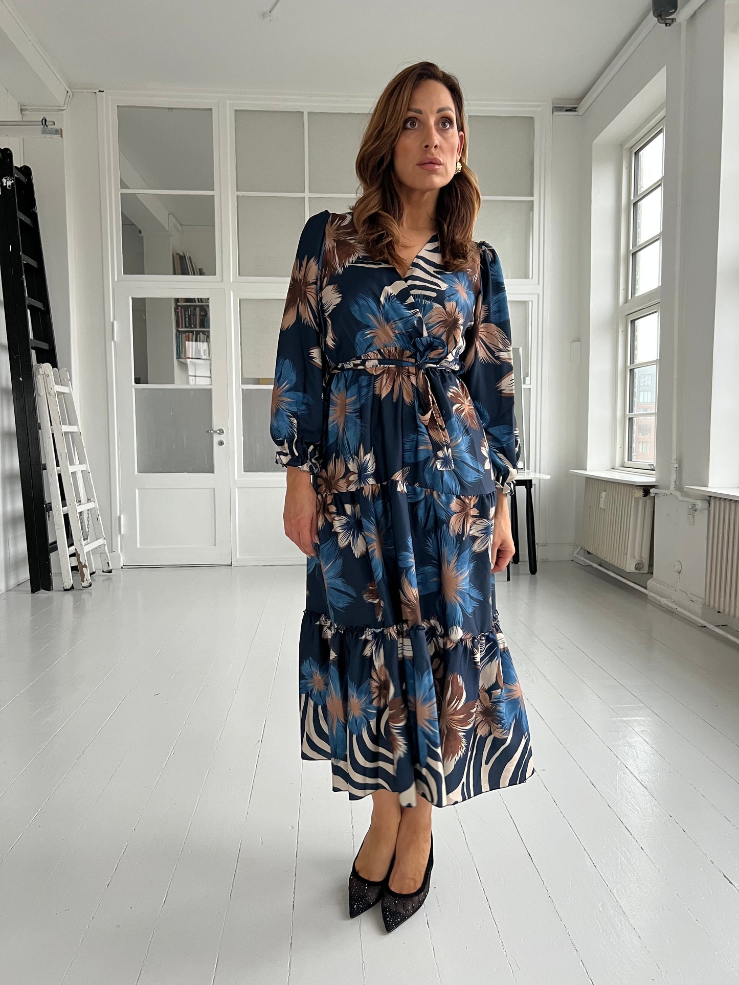 Bianca blue flower dress-kjole-Aaberg Copenhagen