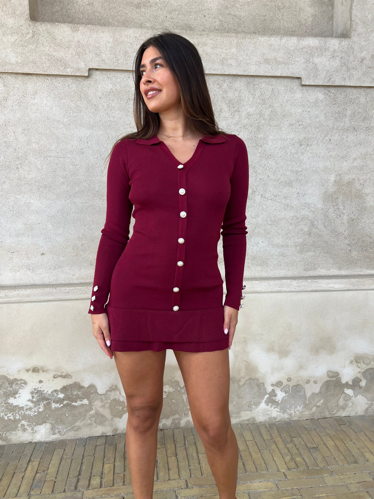 Azaka bordeaux knit dress