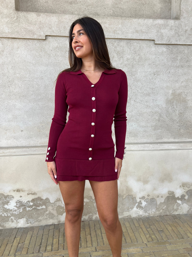 Azaka bordeaux knit dress