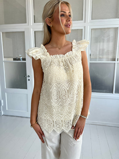 Gaspar Carmen beige lace top