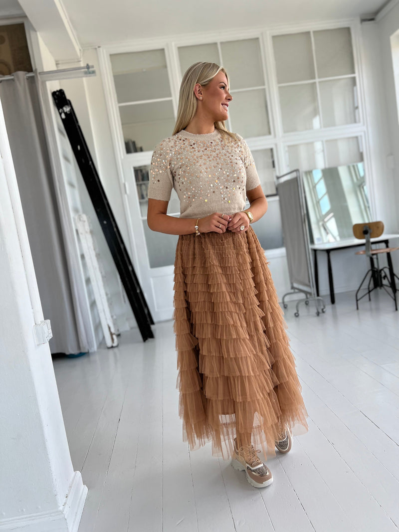 Rosie camel tulle skirt (9002)