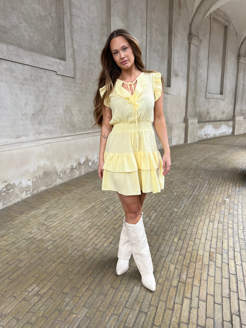 Estee pastel yellow festive dress