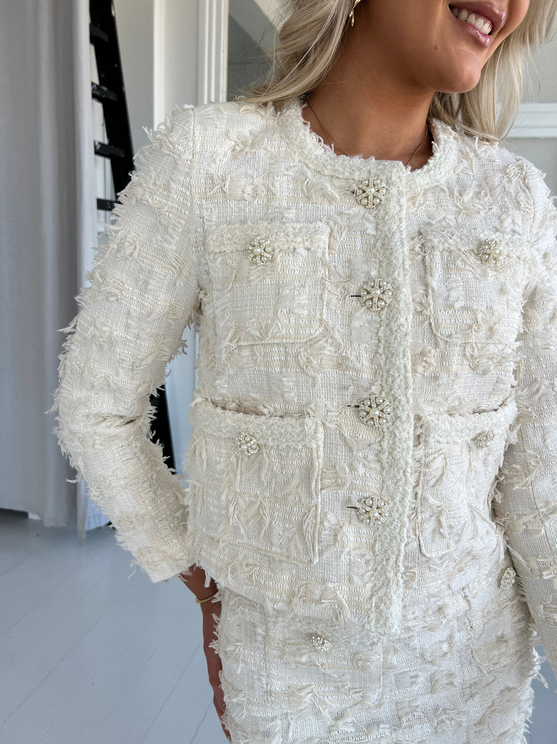 Elli cream boucle blazer - white