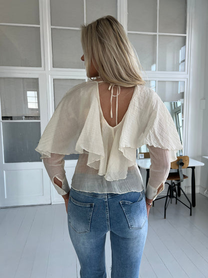 Elli white beige blouse