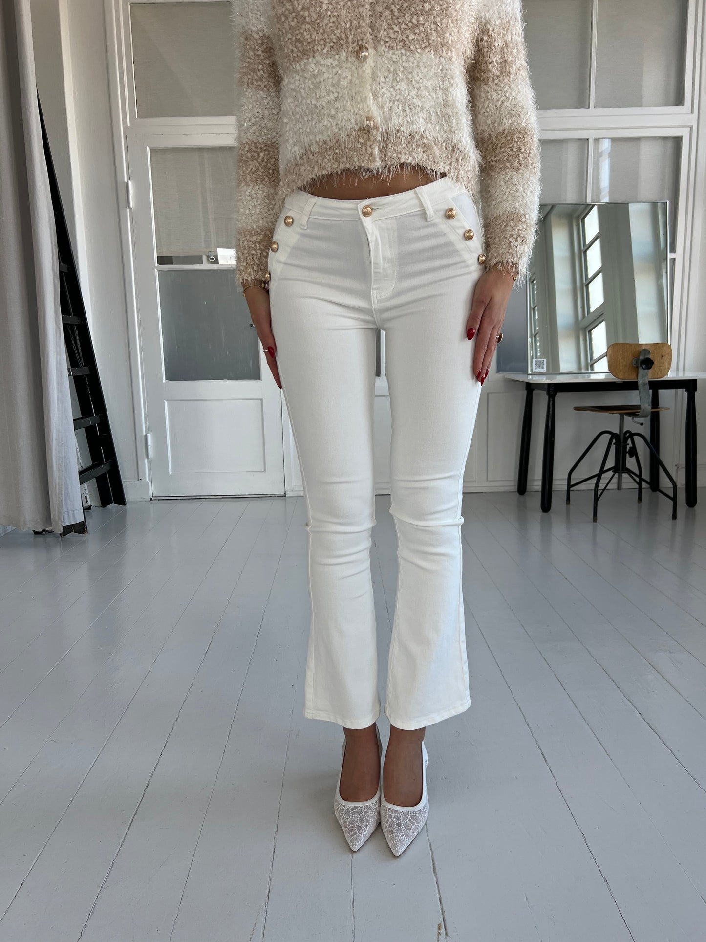 Redial White Flare Jeans