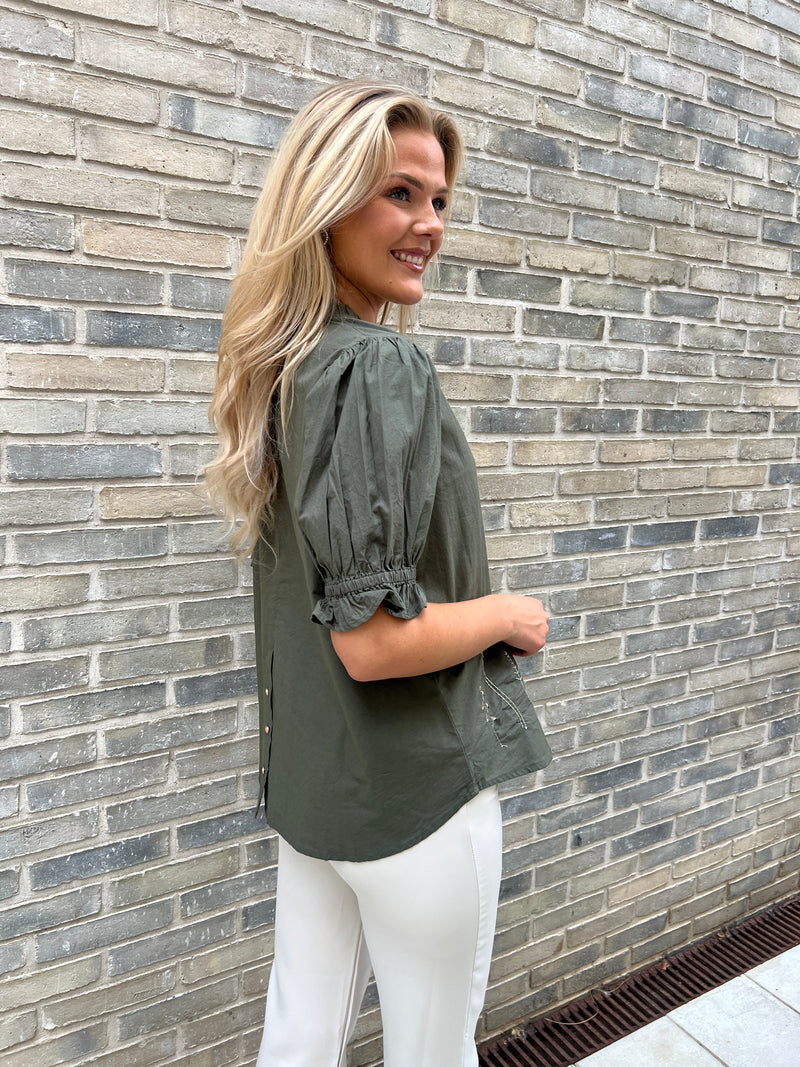 Gaspar forrest green Garda Blouse