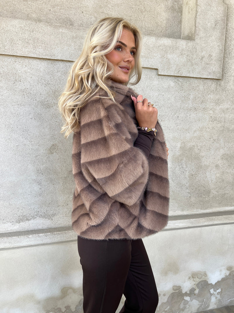 Flam muldvarp fake fur kappe