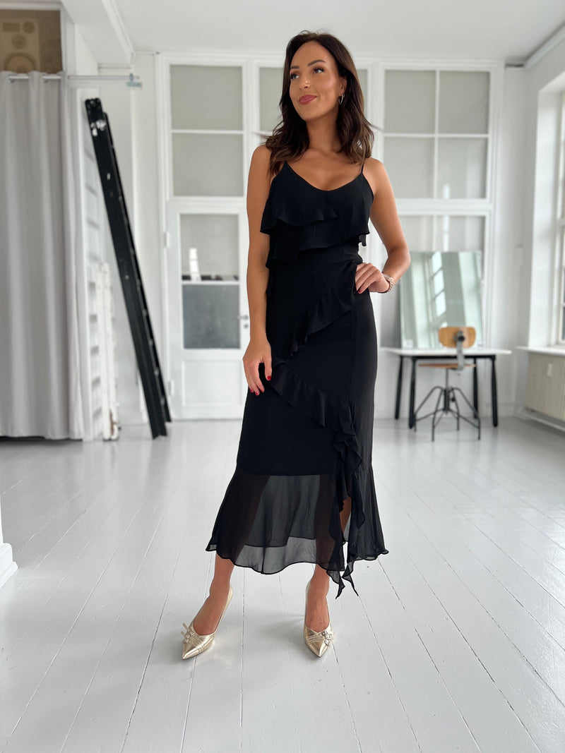 Copperose black layer dress (9010)-kjole-Aaberg Copenhagen