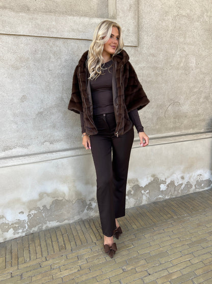Flam dark brown fake fur