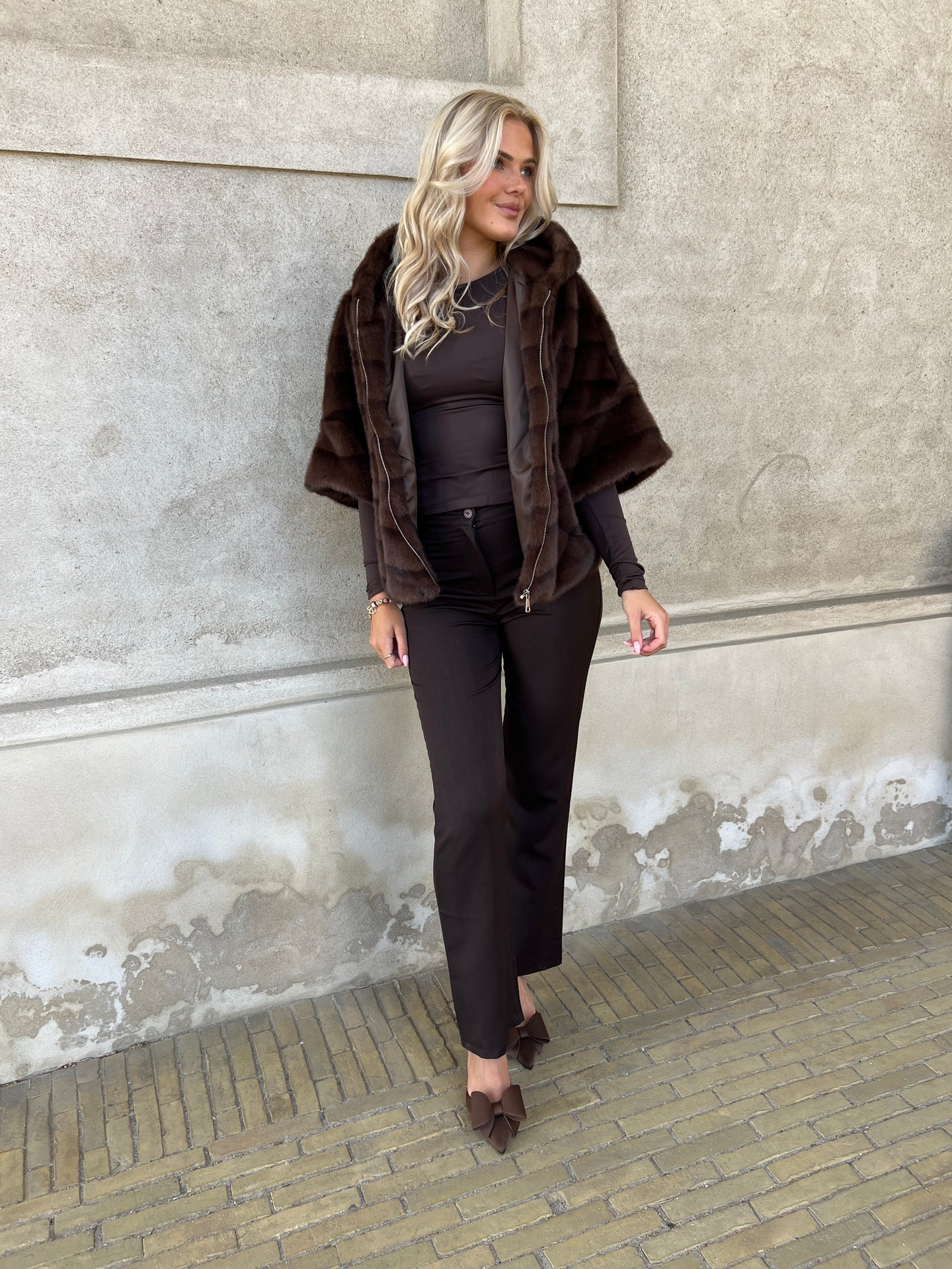 Flam dark brown fake fur