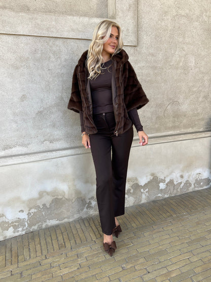 Flam dark brown fake fur