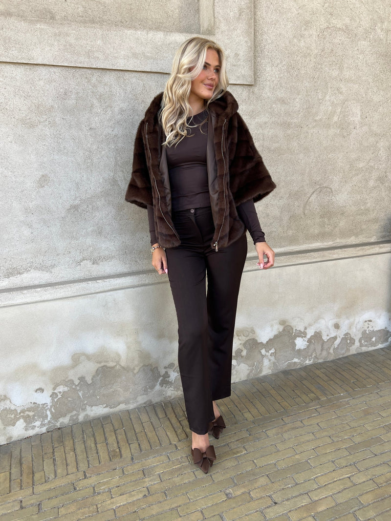 Flam dark brown fake fur