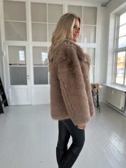 Flam taupe faux fur jakke (2213)