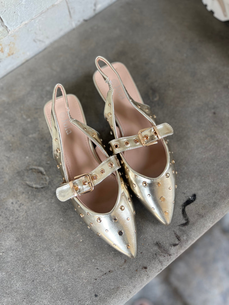 Joia studded golden ballerina