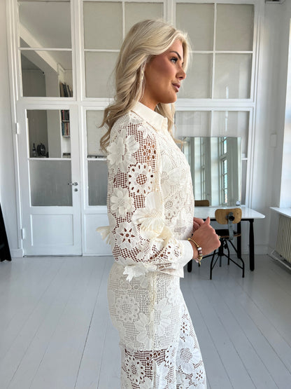 Elli white lace skjorte