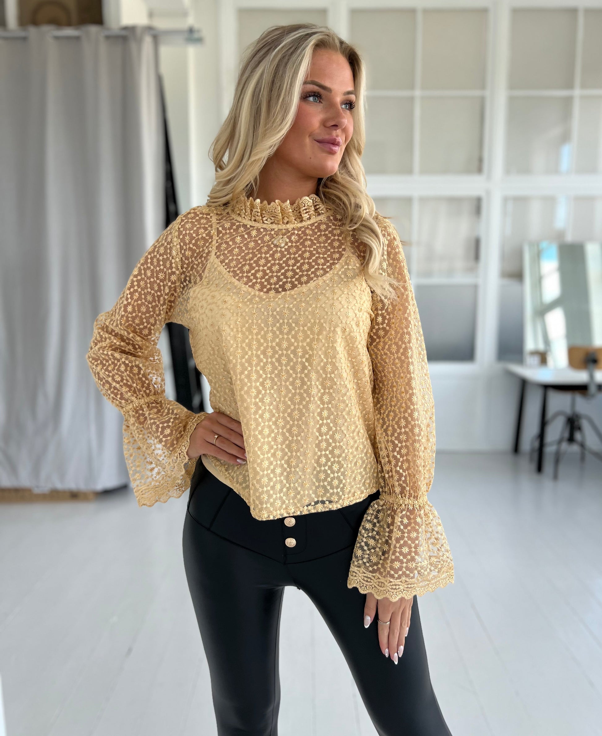 Gaspar GOA gold blouse (7313)-bluse-Aaberg Copenhagen