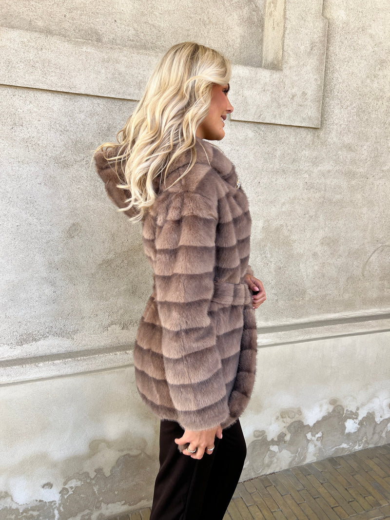 Flam muldvarp fake fur jakke