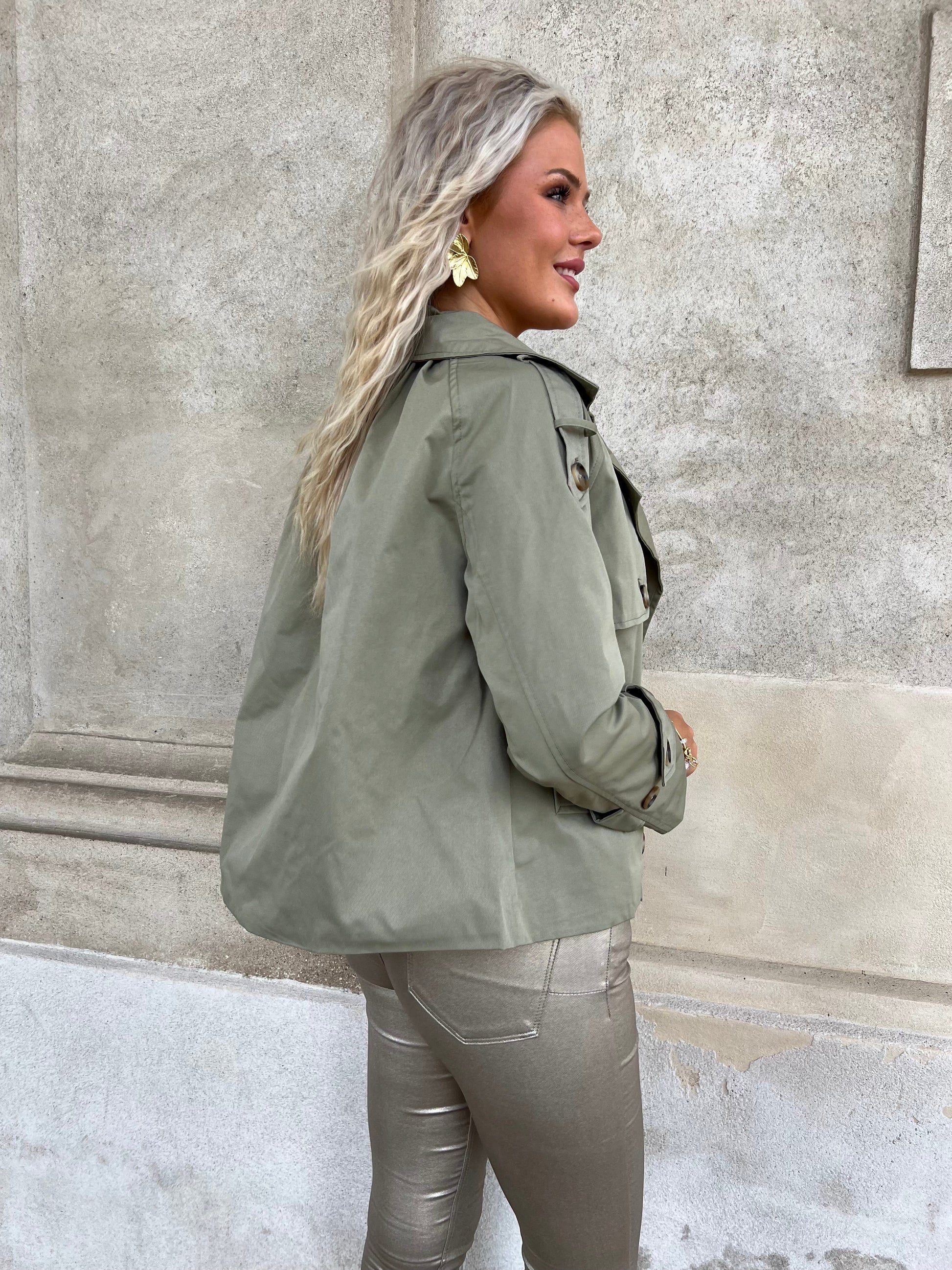 Attrait green trench coat (004)-jakke-Aaberg Copenhagen