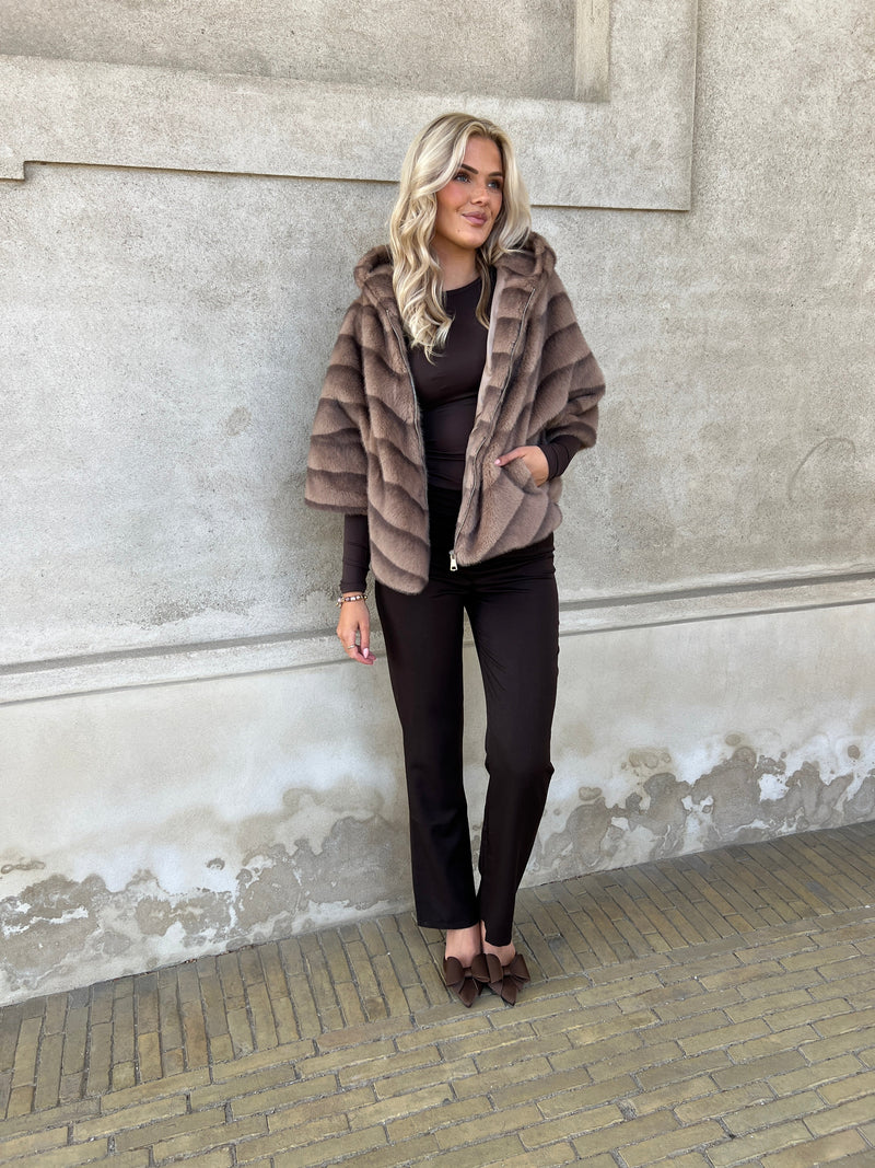 Flam muldvarp fake fur kappe