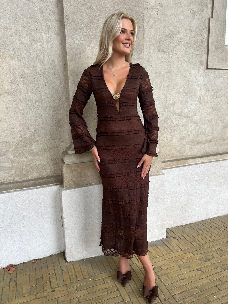 Azaka dark brown lace dress