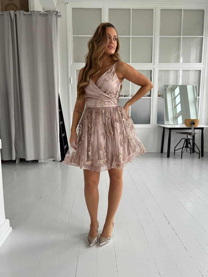 F&P rose shimmer dress