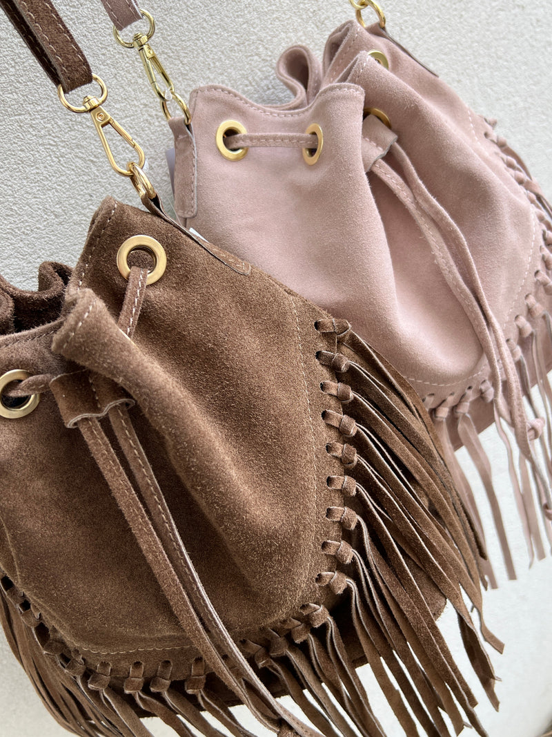Fringe ruskind rose bag