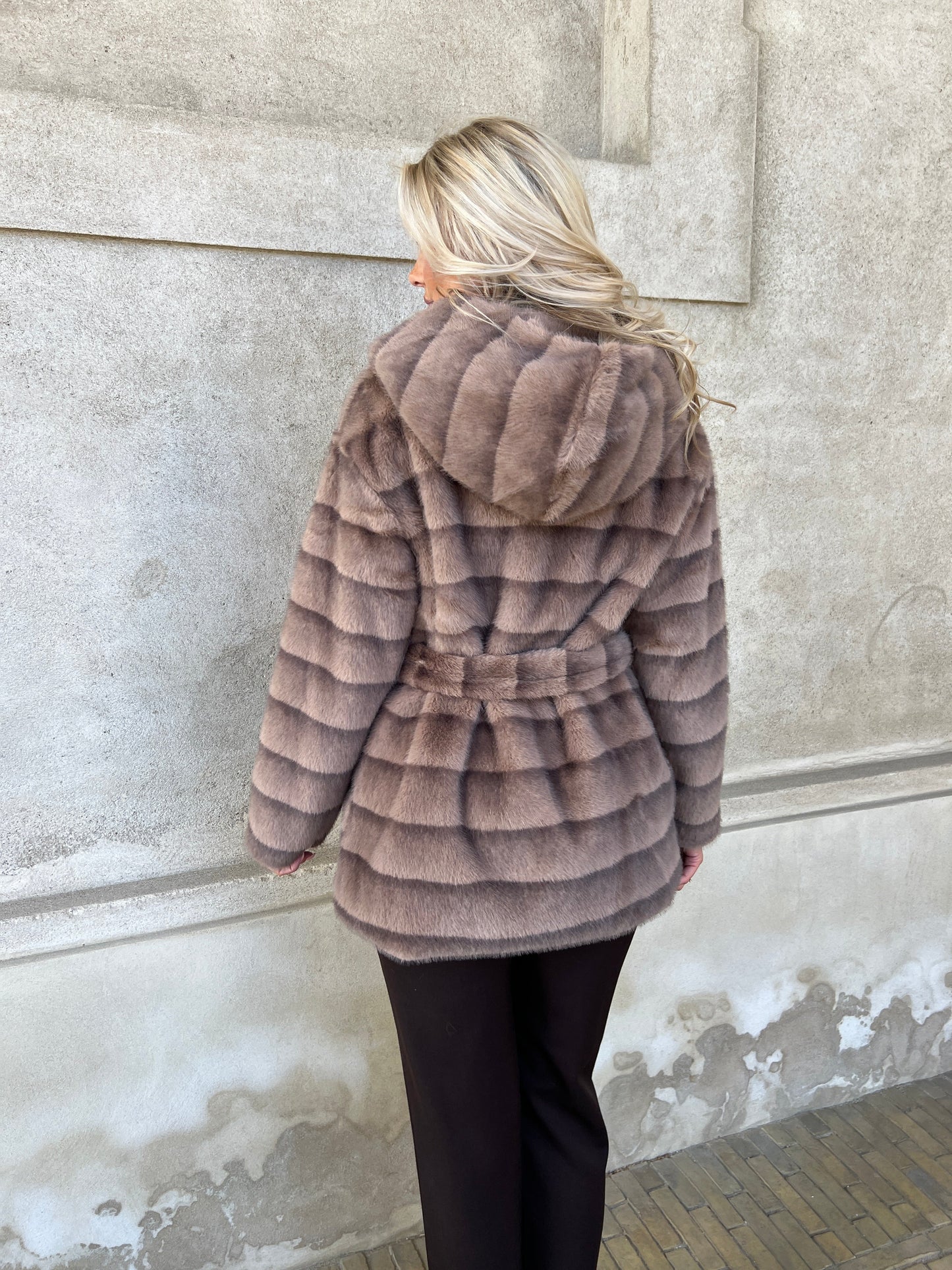 Flam muldvarp fake fur jakke