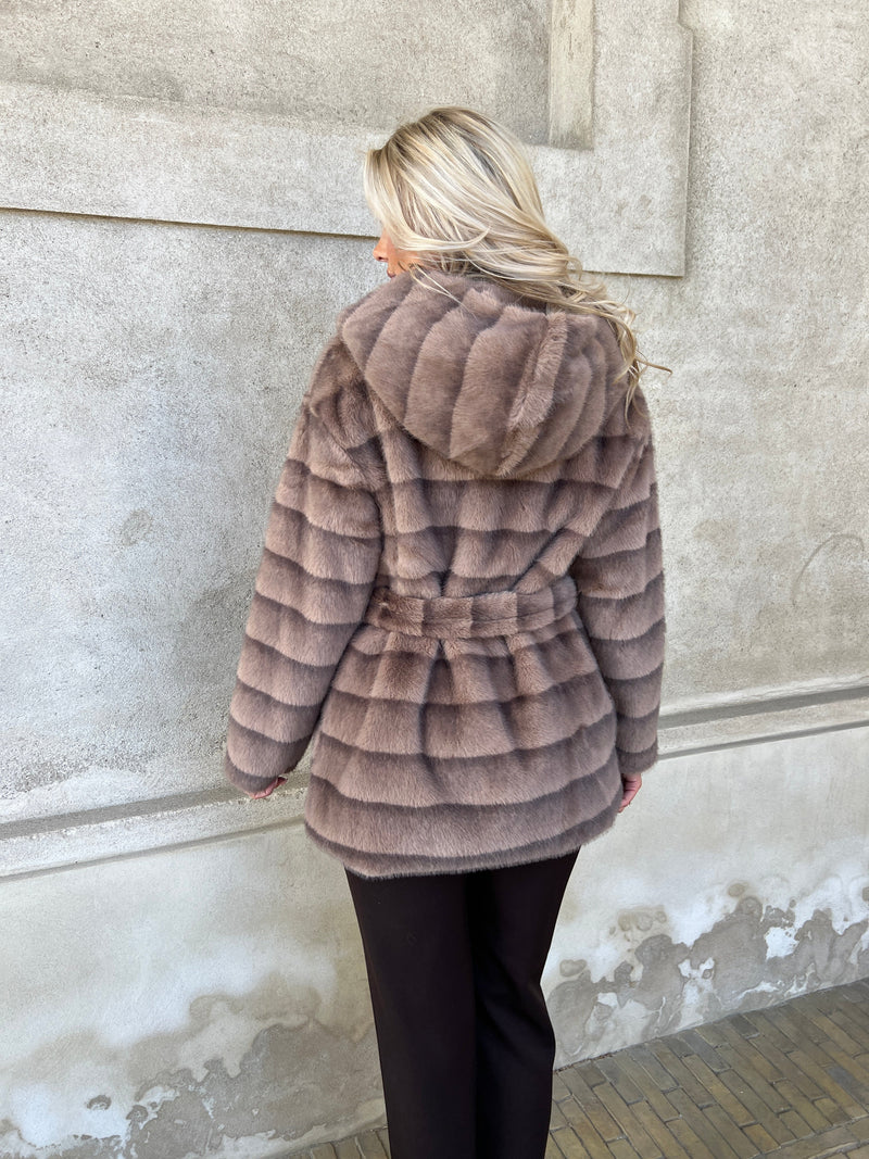 Flam muldvarp fake fur jakke