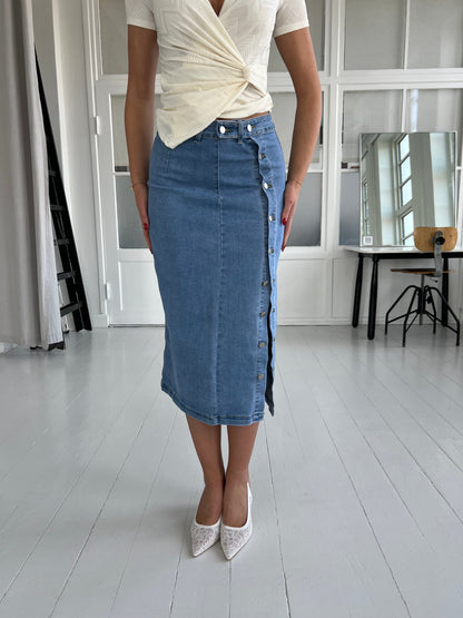 Estee long denim skirt