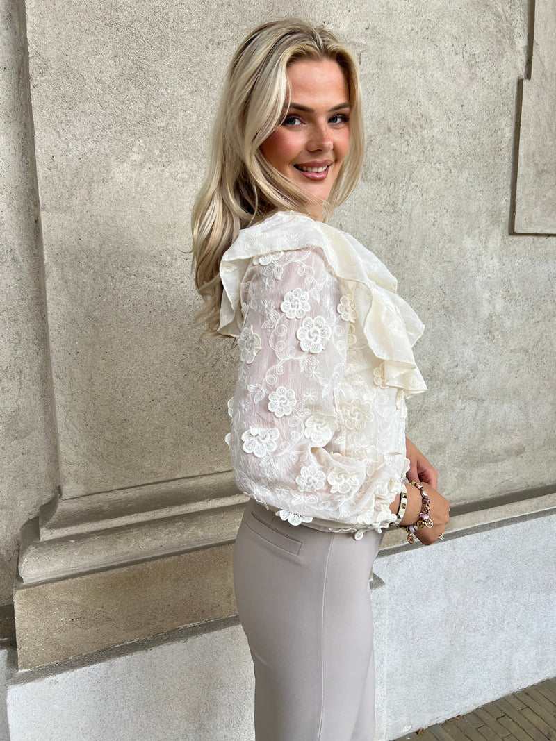 Elli beige bloom blouse