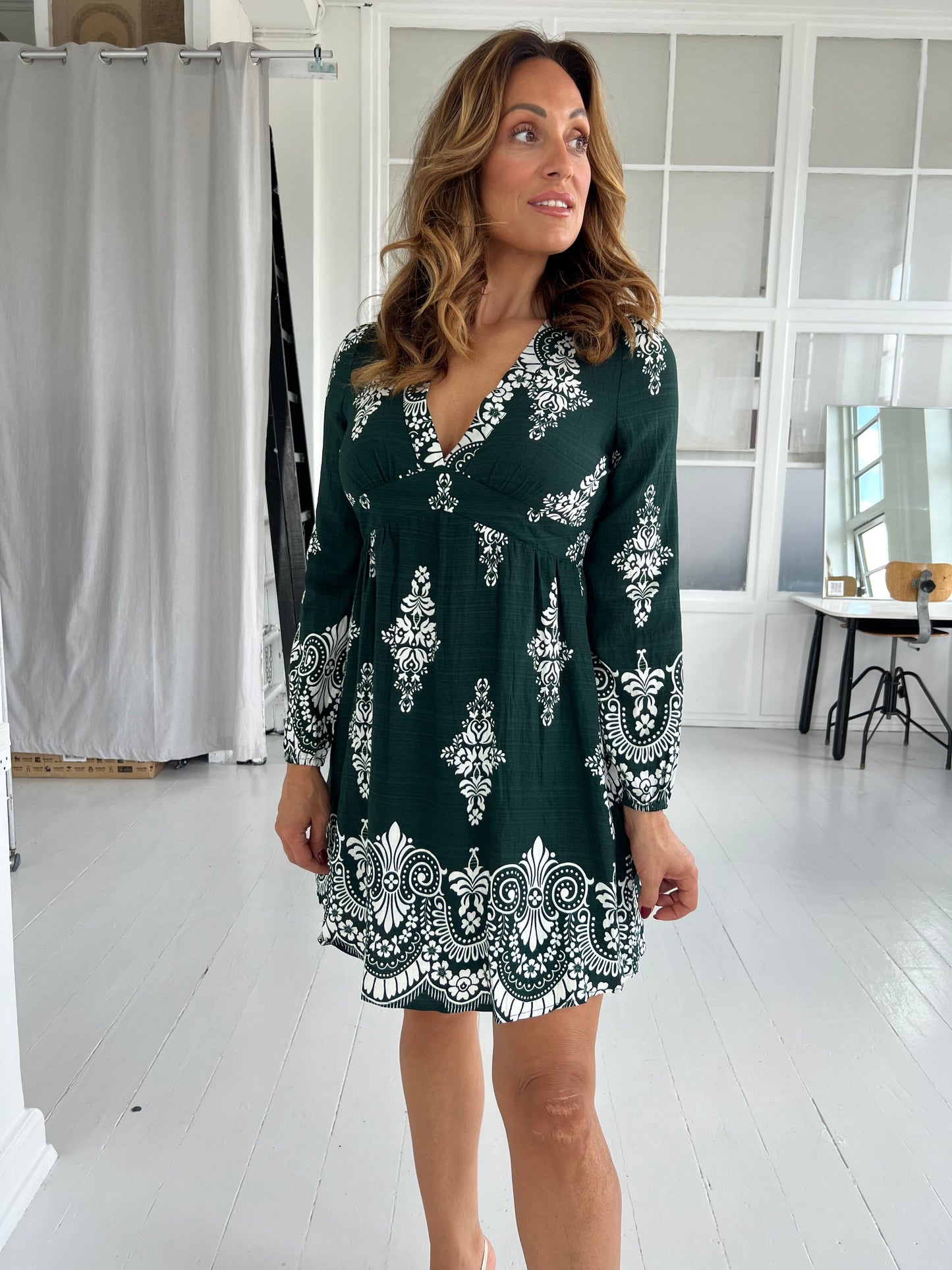 Majolica green dress (9149)-kjole-Aaberg Copenhagen