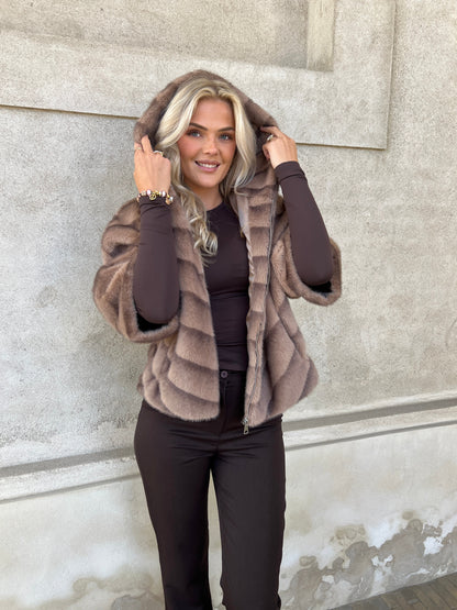 Flam muldvarp fake fur kappe
