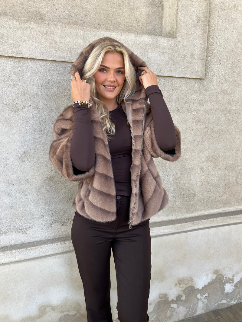 Flam muldvarp fake fur kappe