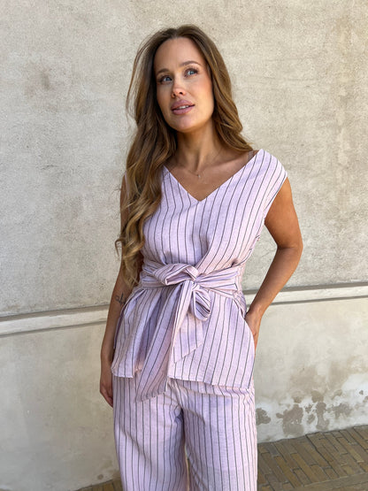 Elli striped linen top