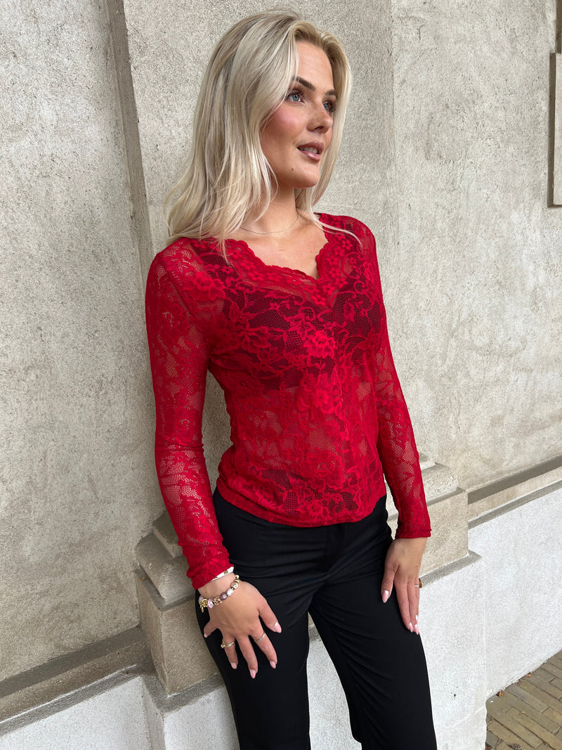 Fleur red lace top