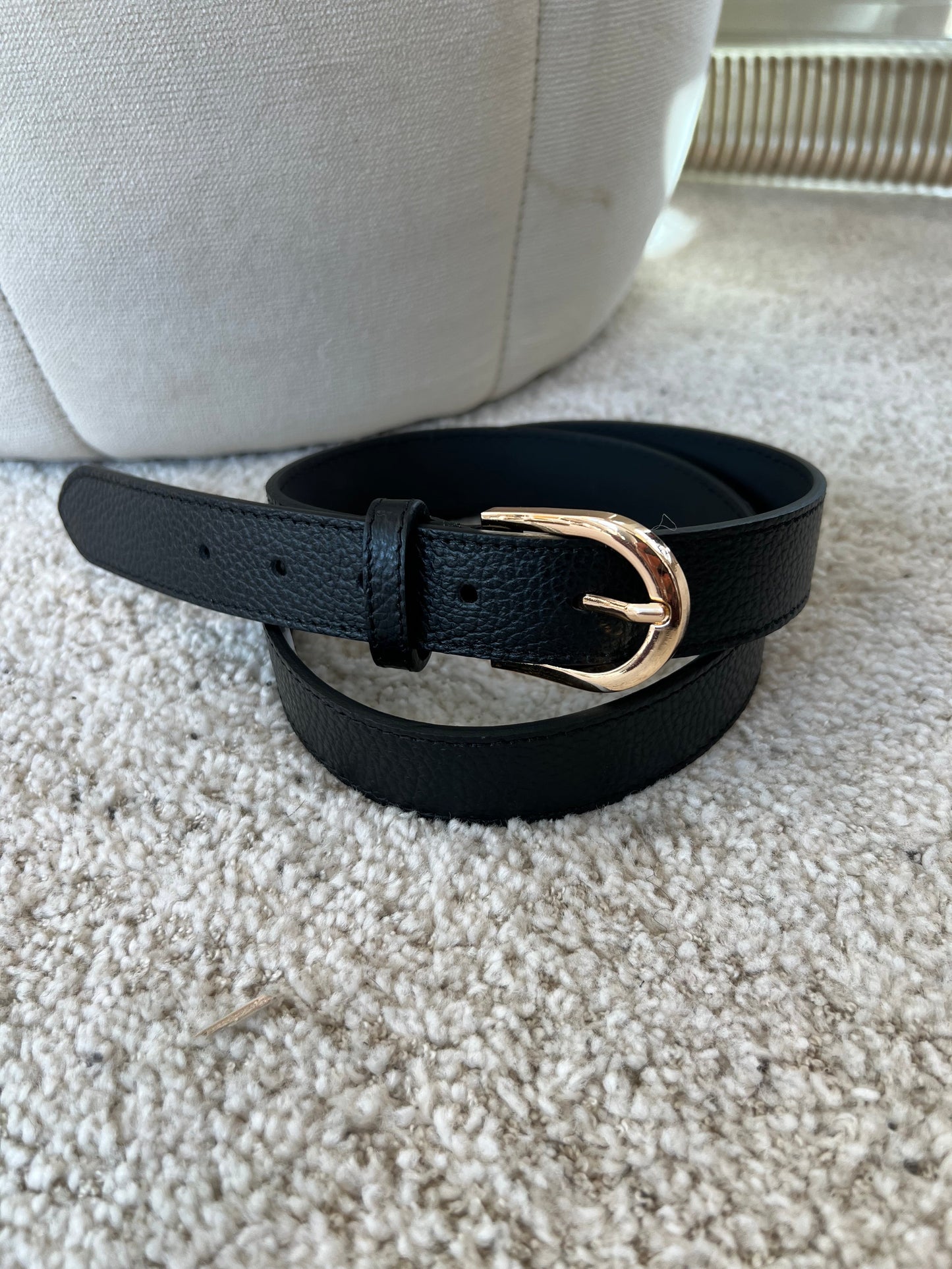 Black leather belt fra webshoppen Aaberg Copenhagen