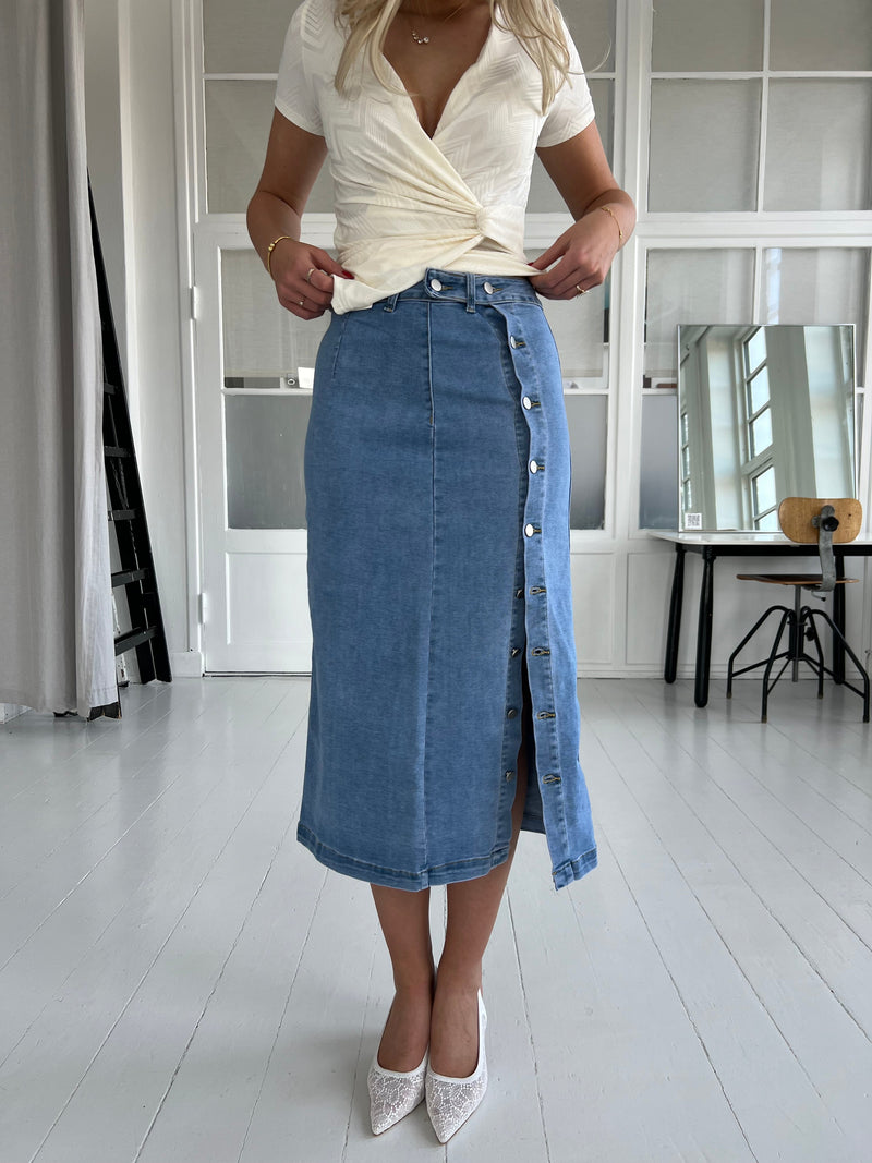 Estee long denim skirt