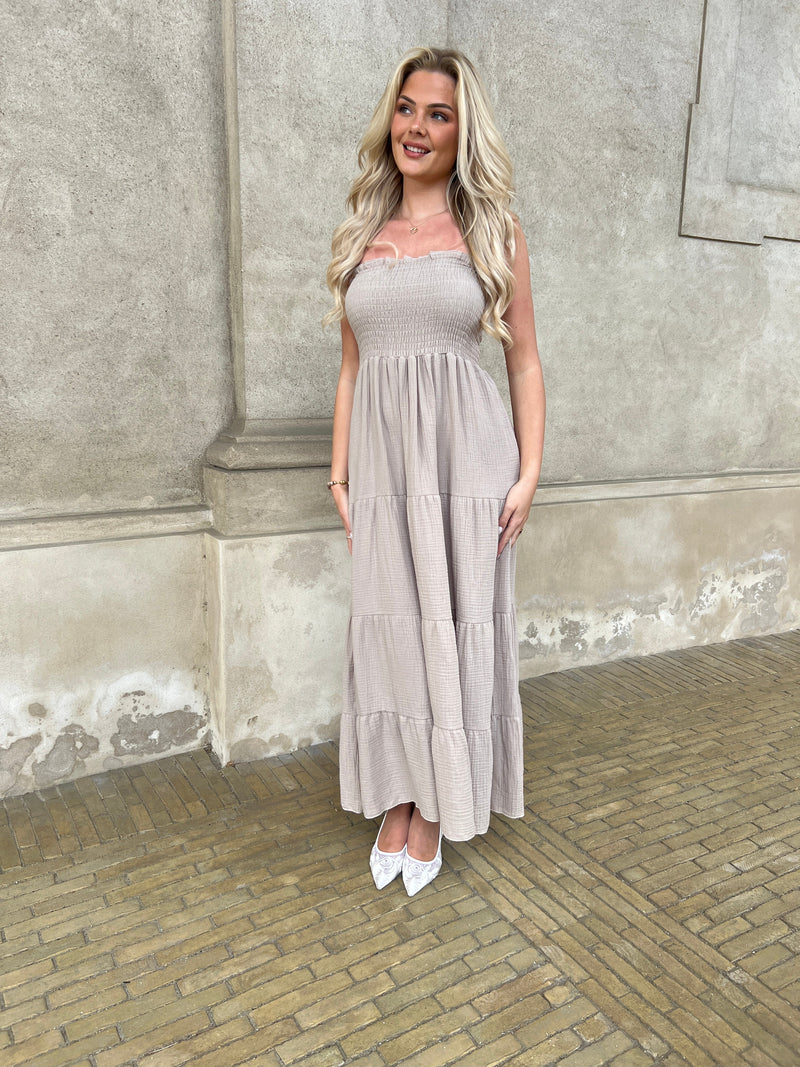 Estee taupe cotton gaze dress