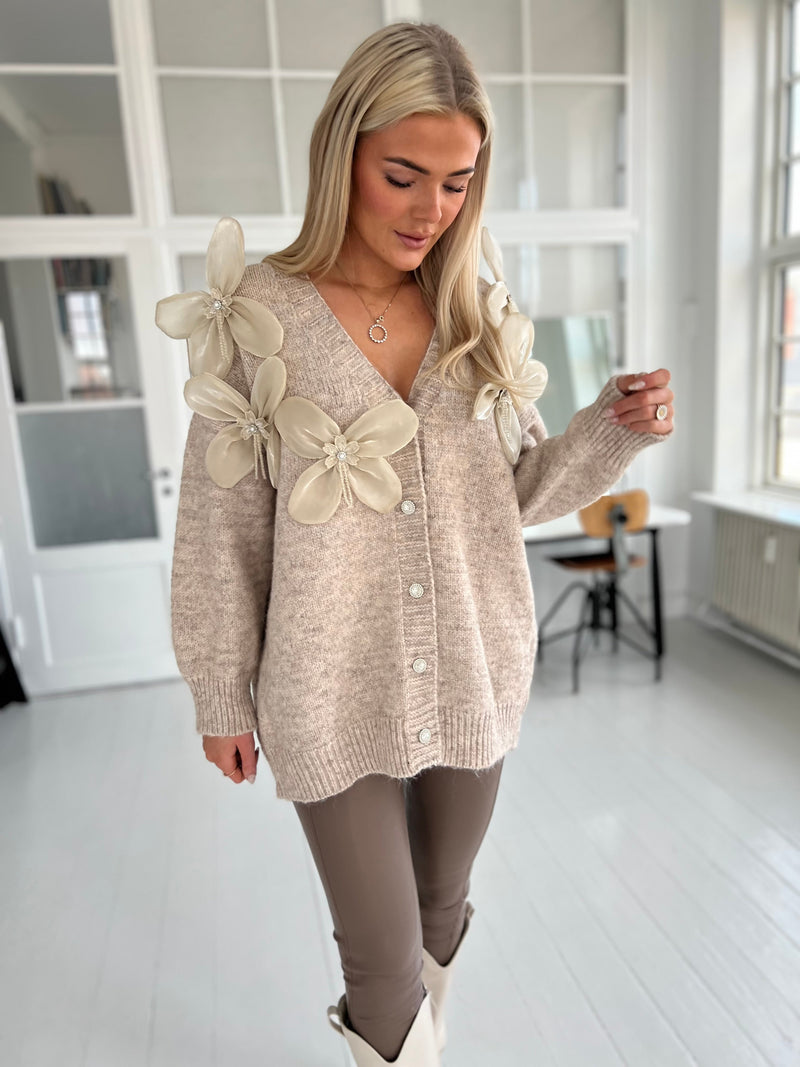 Azaka taupe knit cardigan