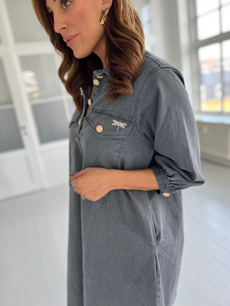 Gaspar grey denim Malmø dress (7705)-kjole-Aaberg Copenhagen