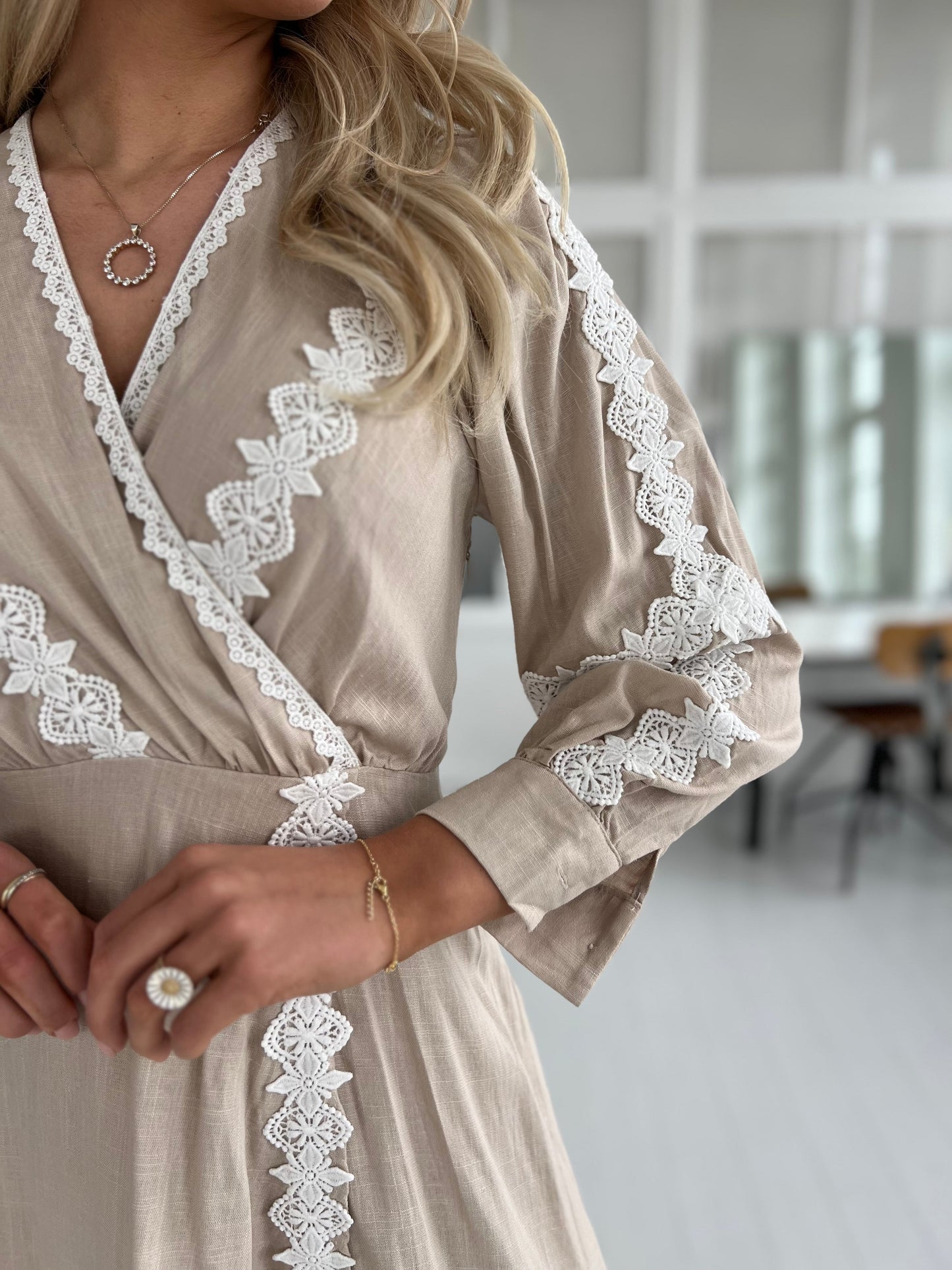 Elli White Taupe lace dress