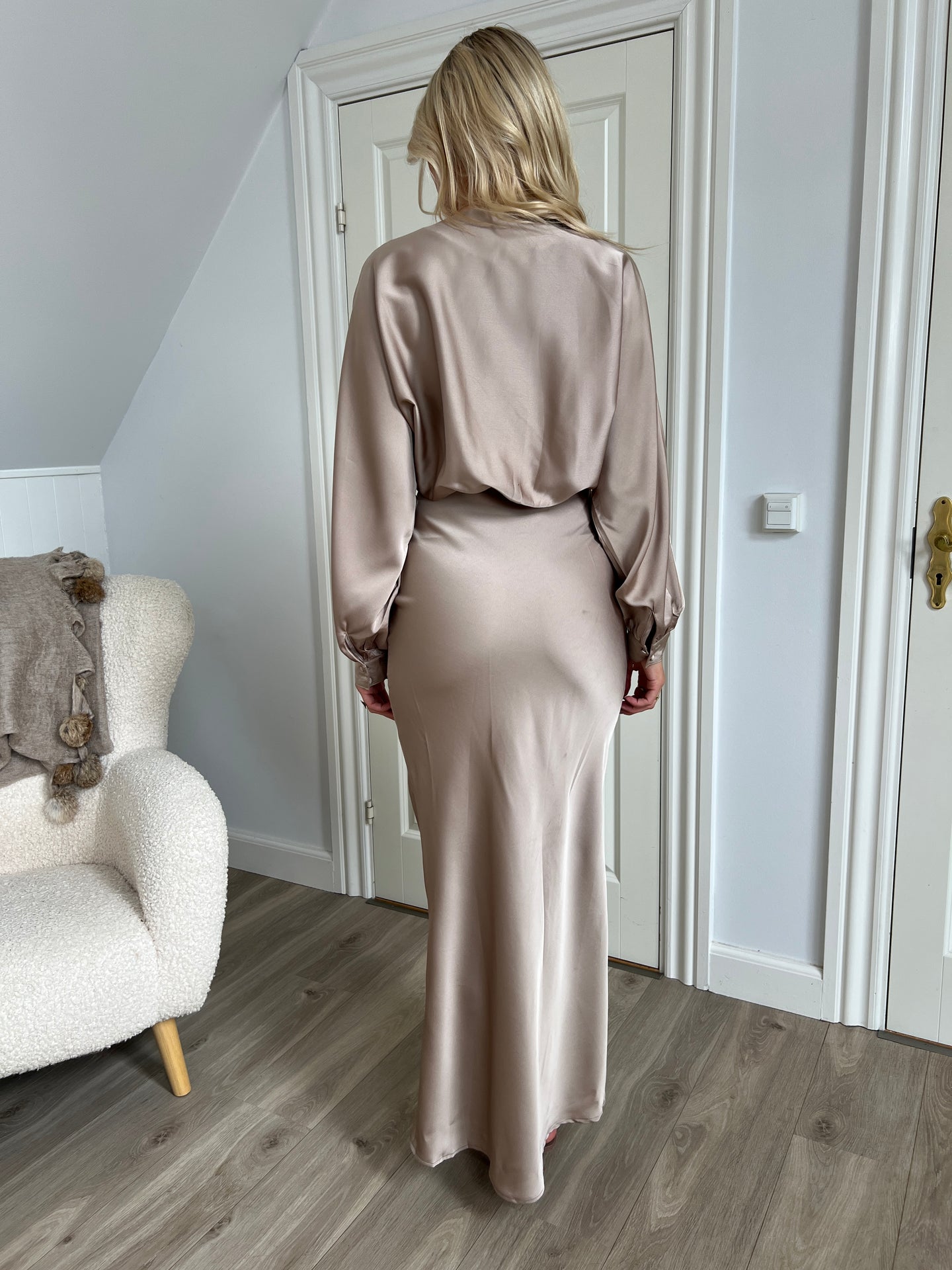 Eight luxe satin beige dress