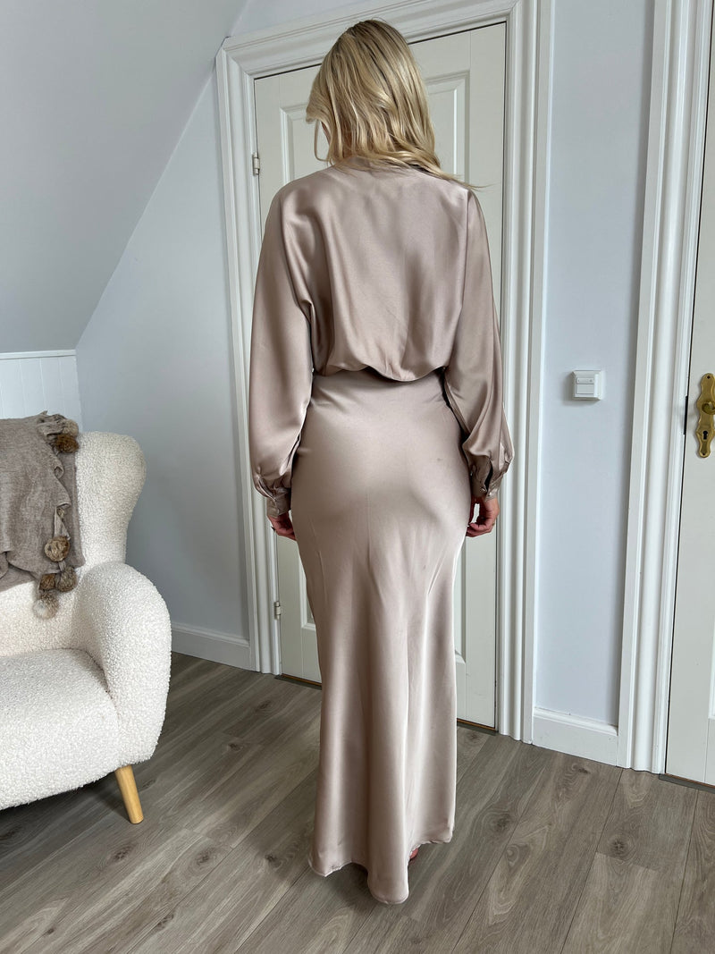 Eight luxe satin beige dress