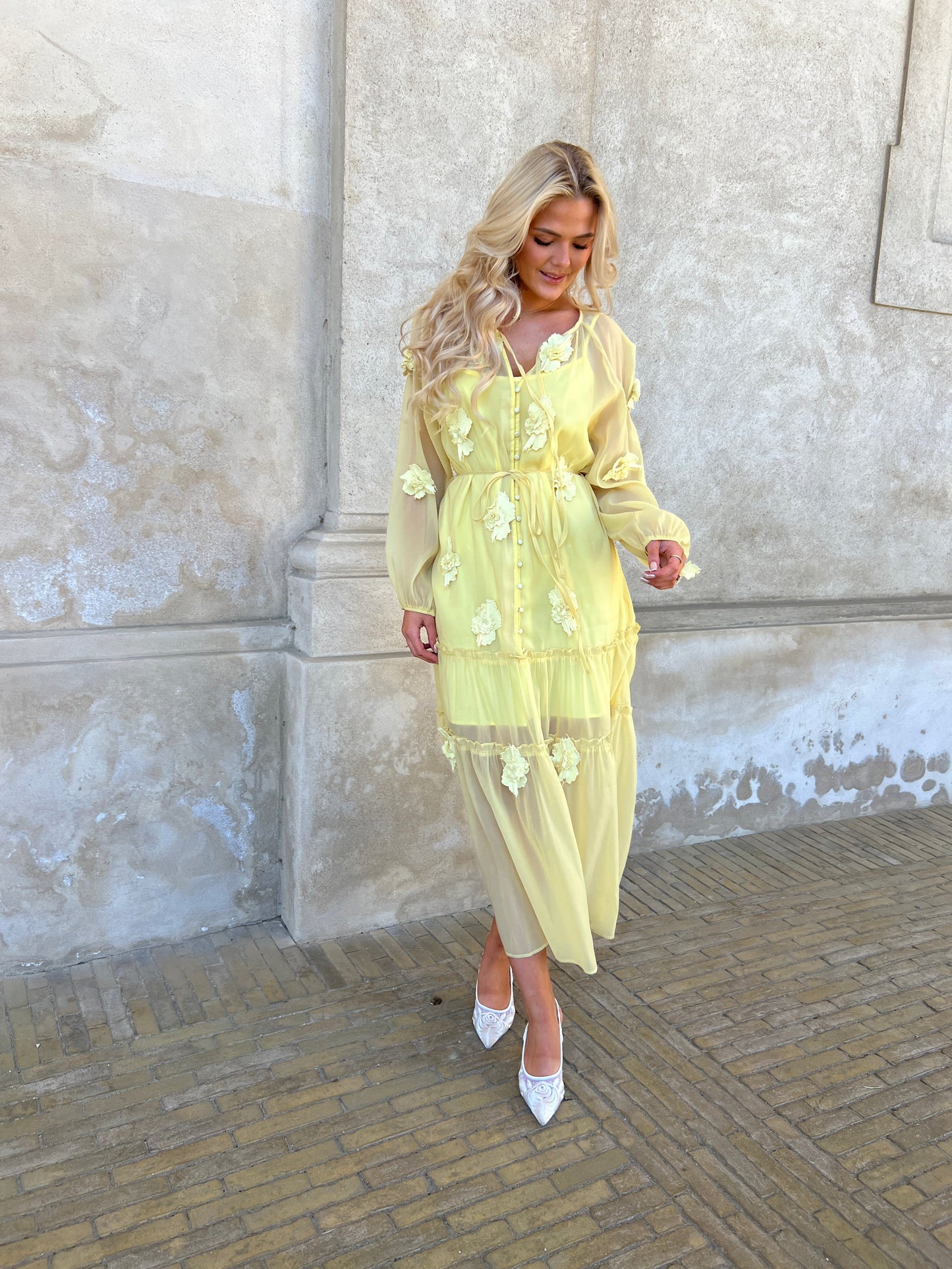 Flam yellow bloom dress