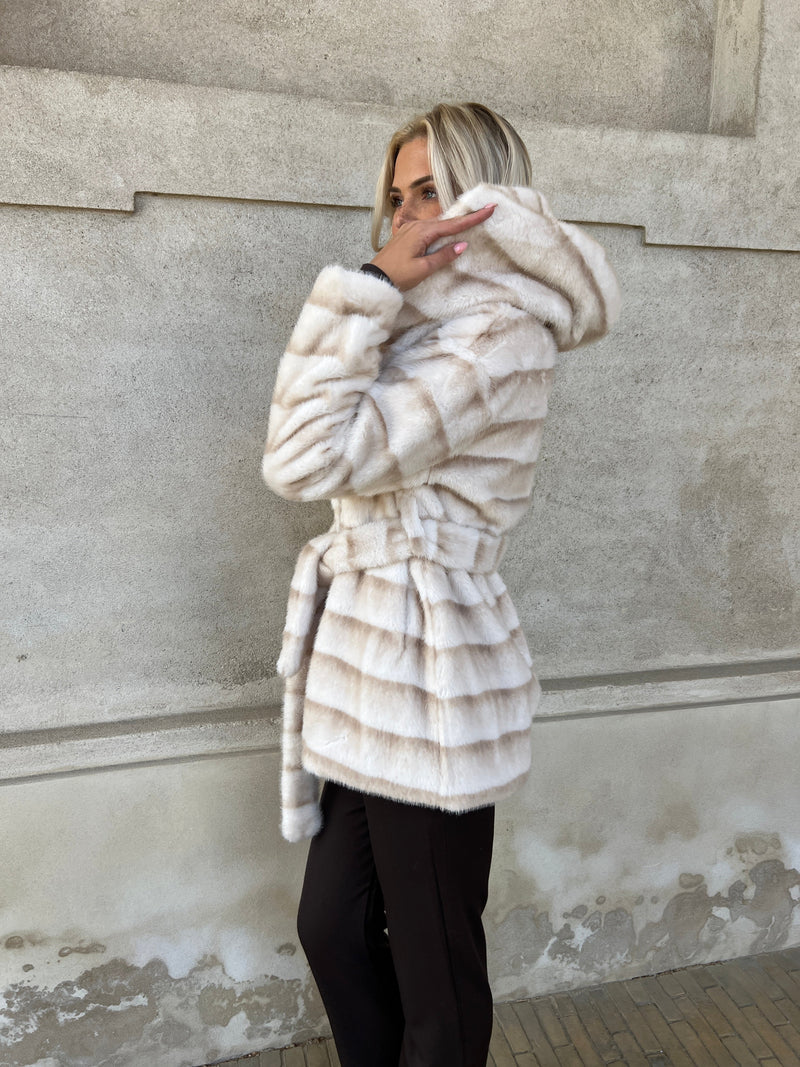 Flam beige fake fur jakke