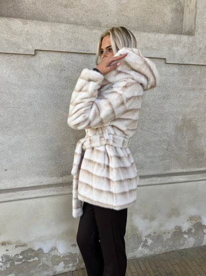 Flam beige fake fur jakke