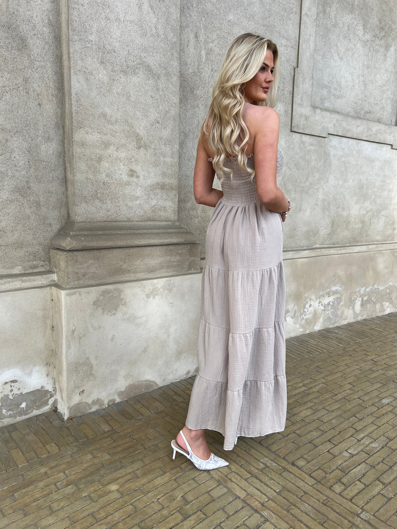 Estee taupe cotton gaze dress