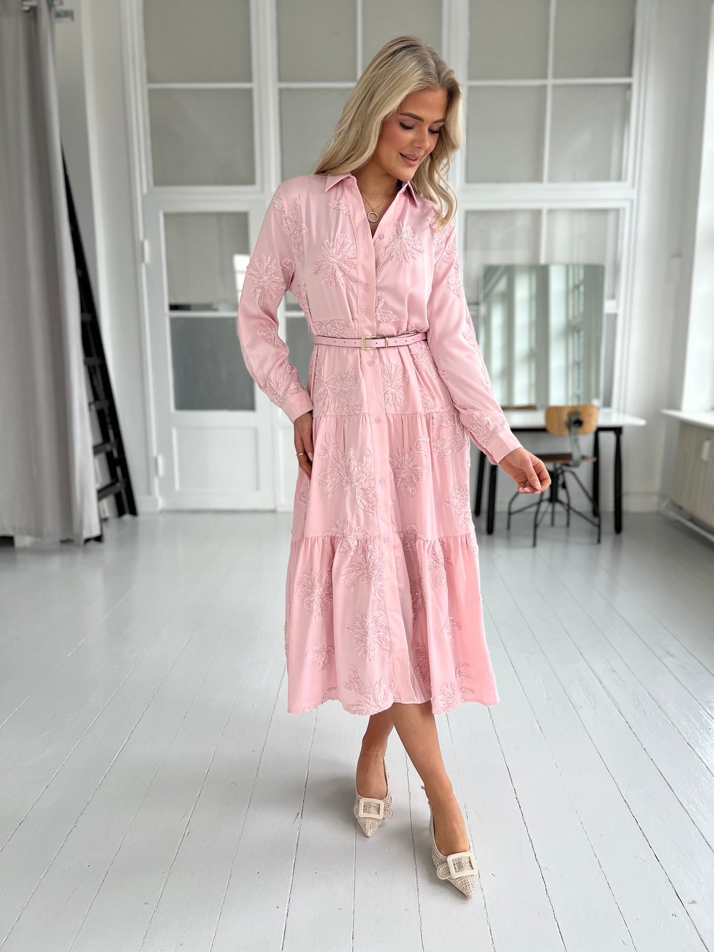 Flam rose shirt dress