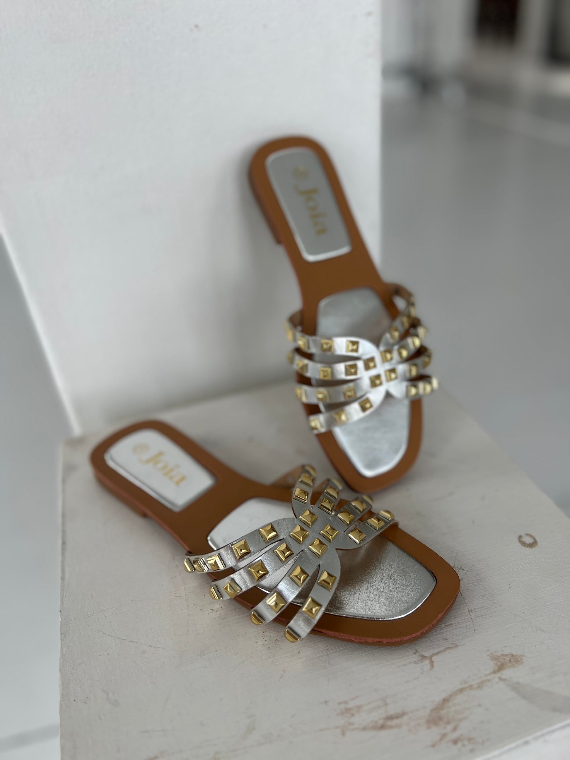 Joia silver sudded sandal (175)-sko-Åberg CPH-Åberg Copenhagen DK