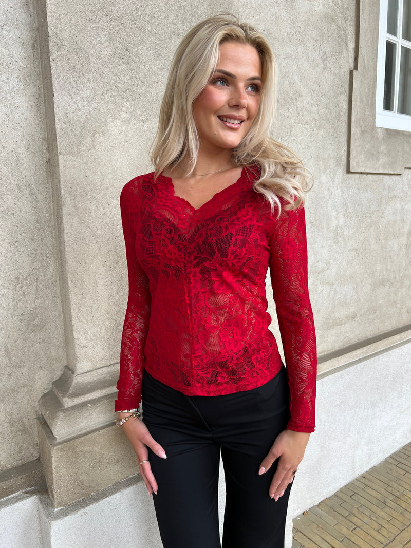 Fleur red lace top